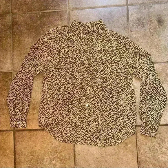 Spenser Jeremy Silk Cheetah print button down, size 6 - Picture 2 of 9